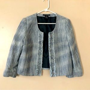 Willi Smith Textured Tweed Blazer 14 Ruffle Front Classic Workwear Casual Career